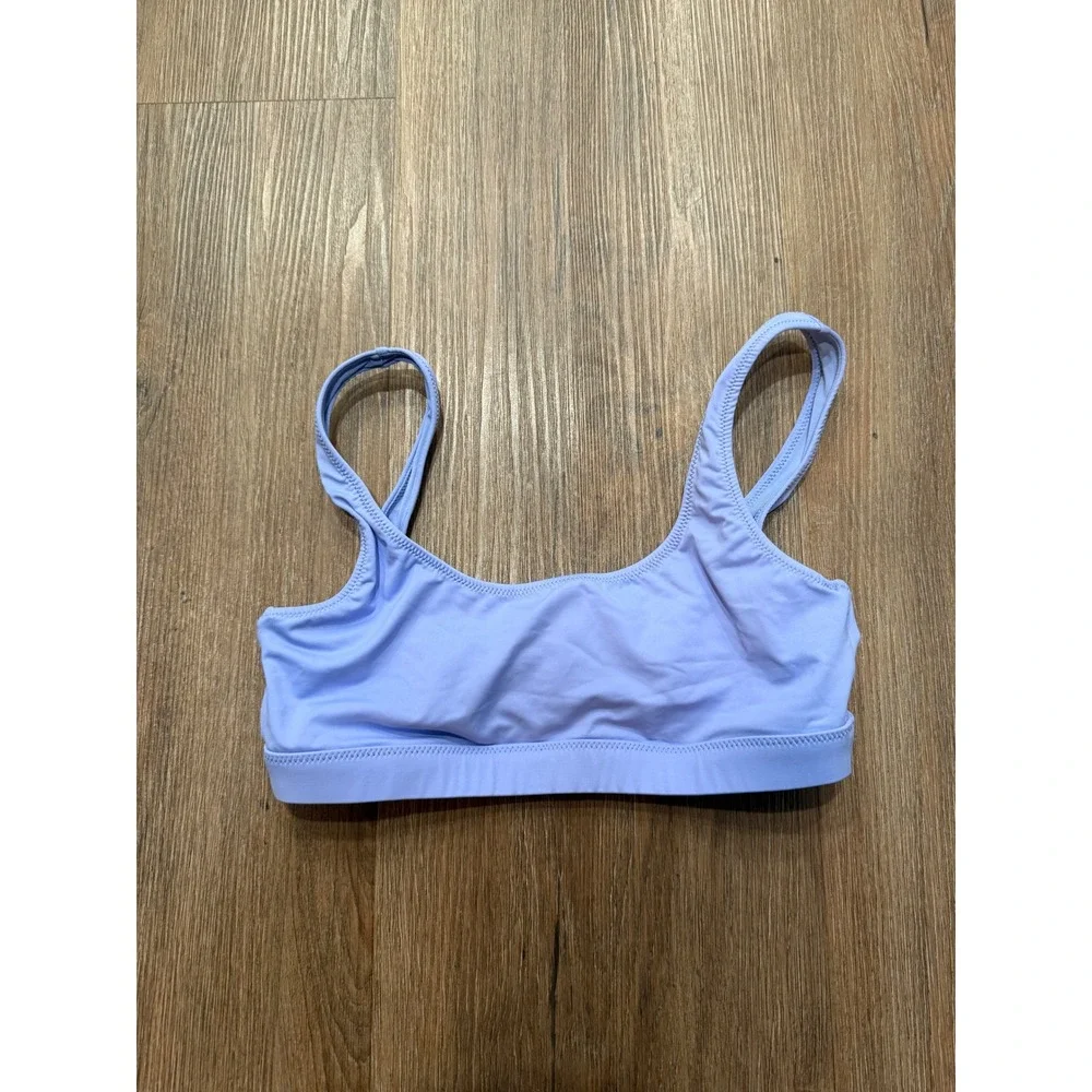 SKIMS Swim Scoop Neck Bikini Top Light Blue Periwinkle Womens Size S Small